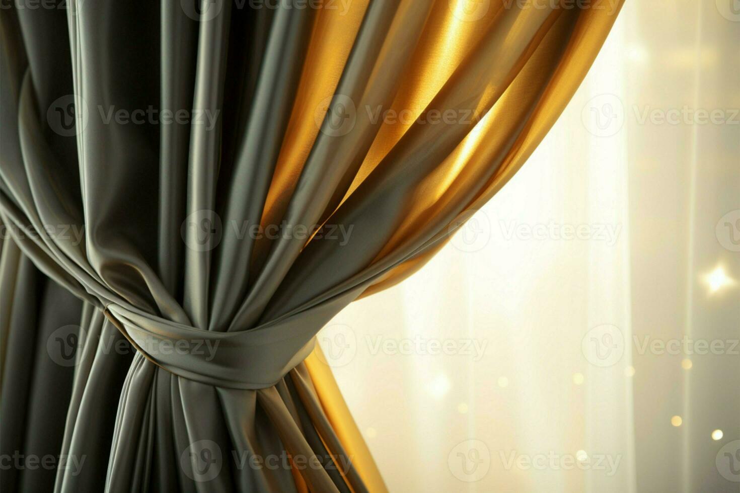 Closeup view of a curtain beautifully lit by gentle sunlight AI Generated photo