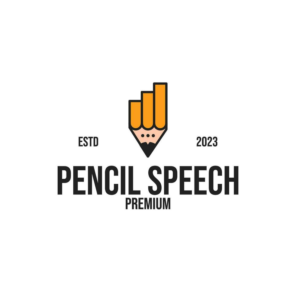 Pencil Speech Logo Design Concept Vector Illustration Symbol Icon