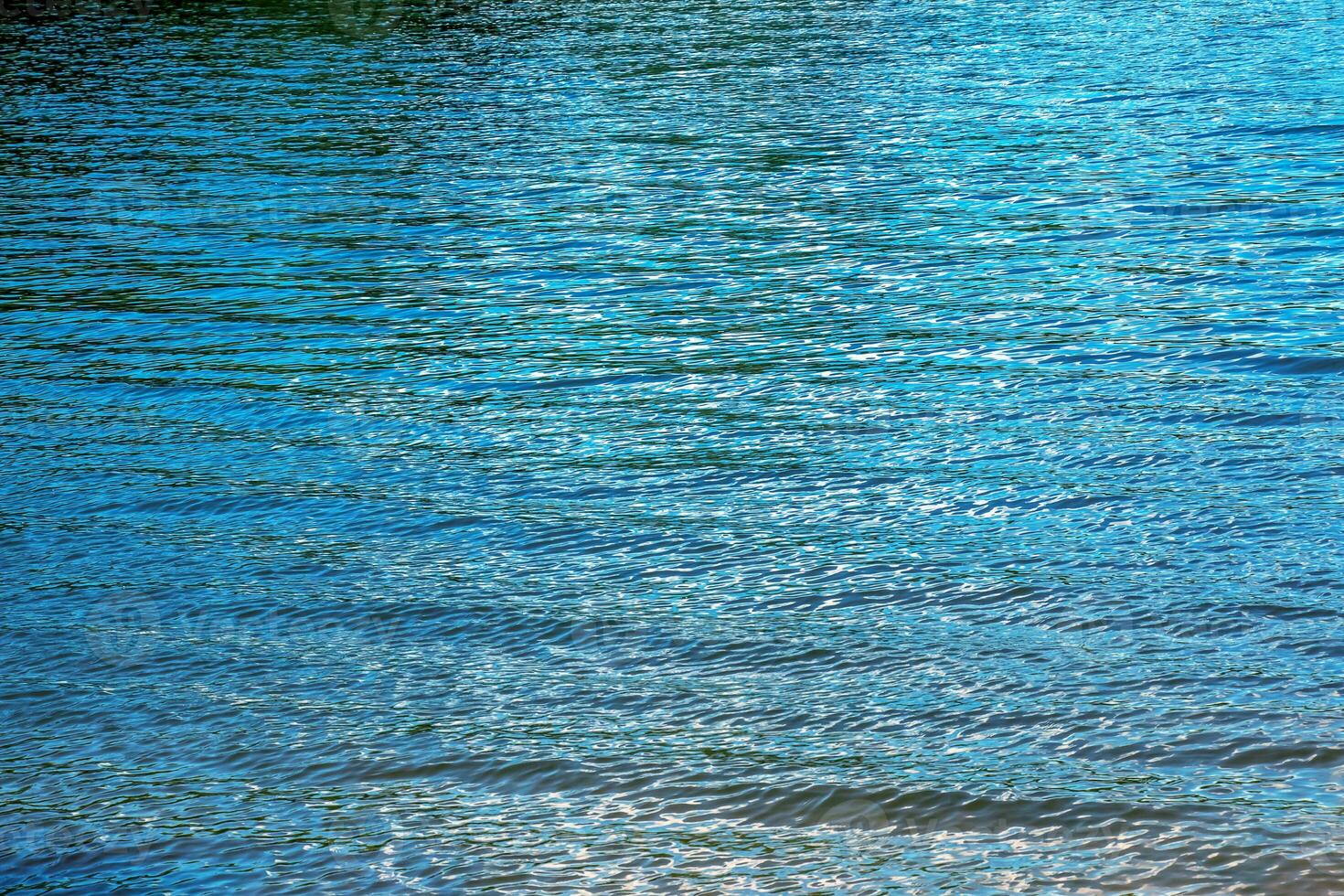 Water ripple texture background. Wavy water surface during sunset, golden light reflecting in the water. photo