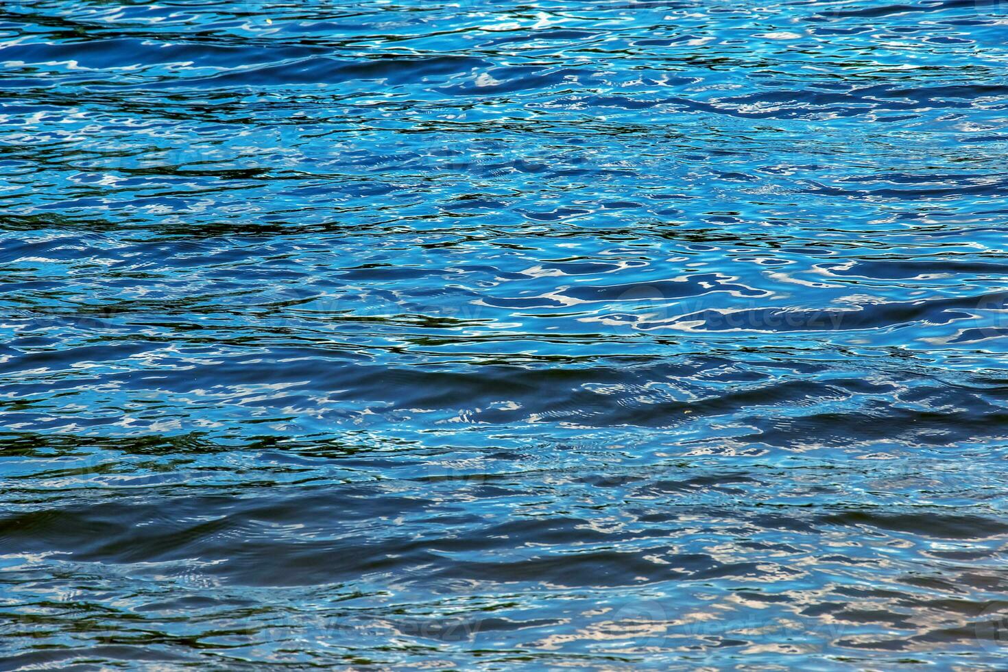 Water ripple texture background. Wavy water surface during sunset, golden light reflecting in the water. photo