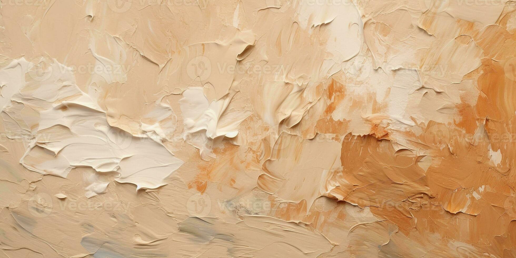 Generative AI, Closeup of impasto abstract rough beige art painting texture photo