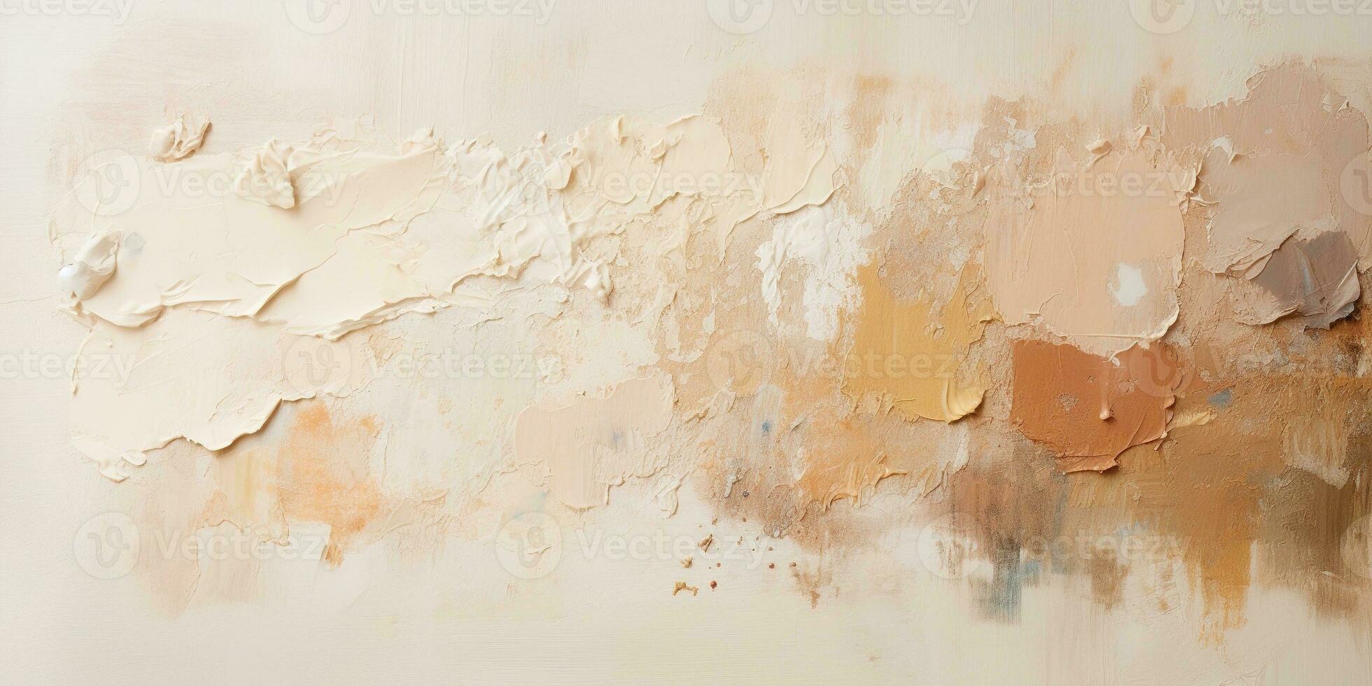 Generative AI, Closeup of impasto abstract rough beige art painting texture photo