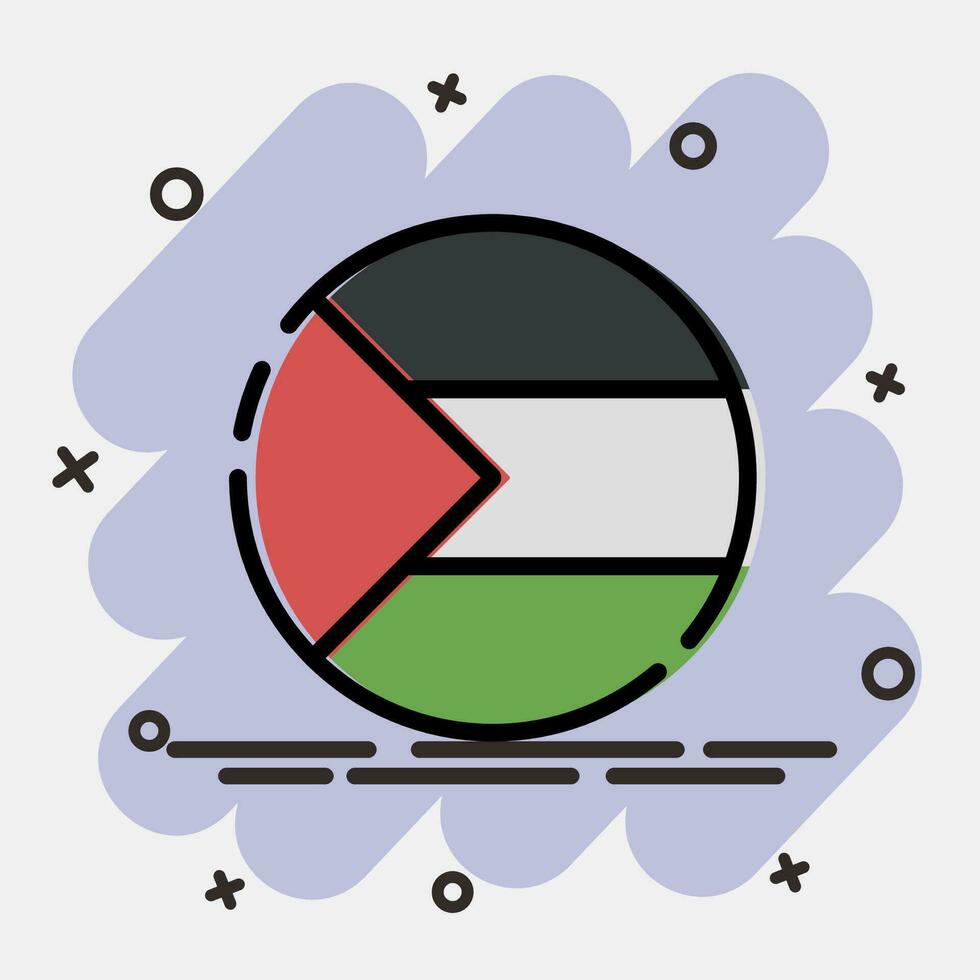 Icon round palestine flag. Palestine elements. Icons in comic style. Good for prints, posters, logo, infographics, etc. vector