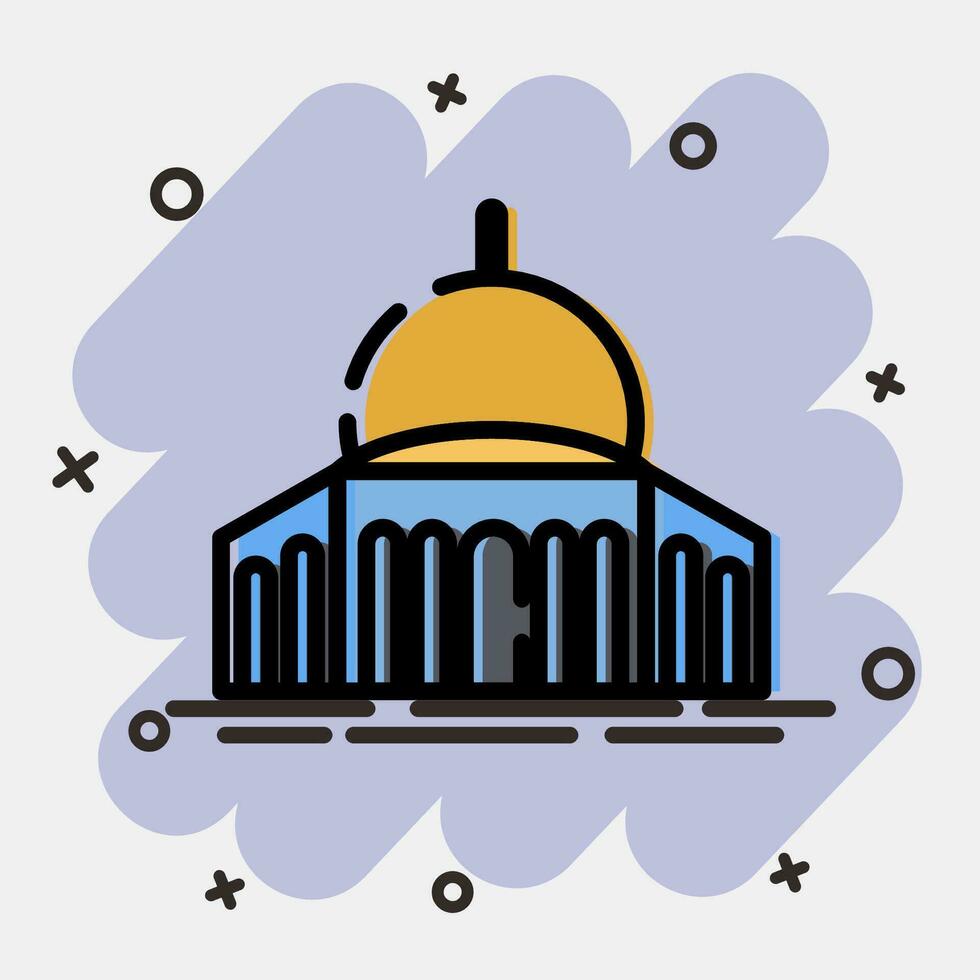 Icon mosque. Palestine elements. Icons in comic style. Good for prints, posters, logo, infographics, etc. vector