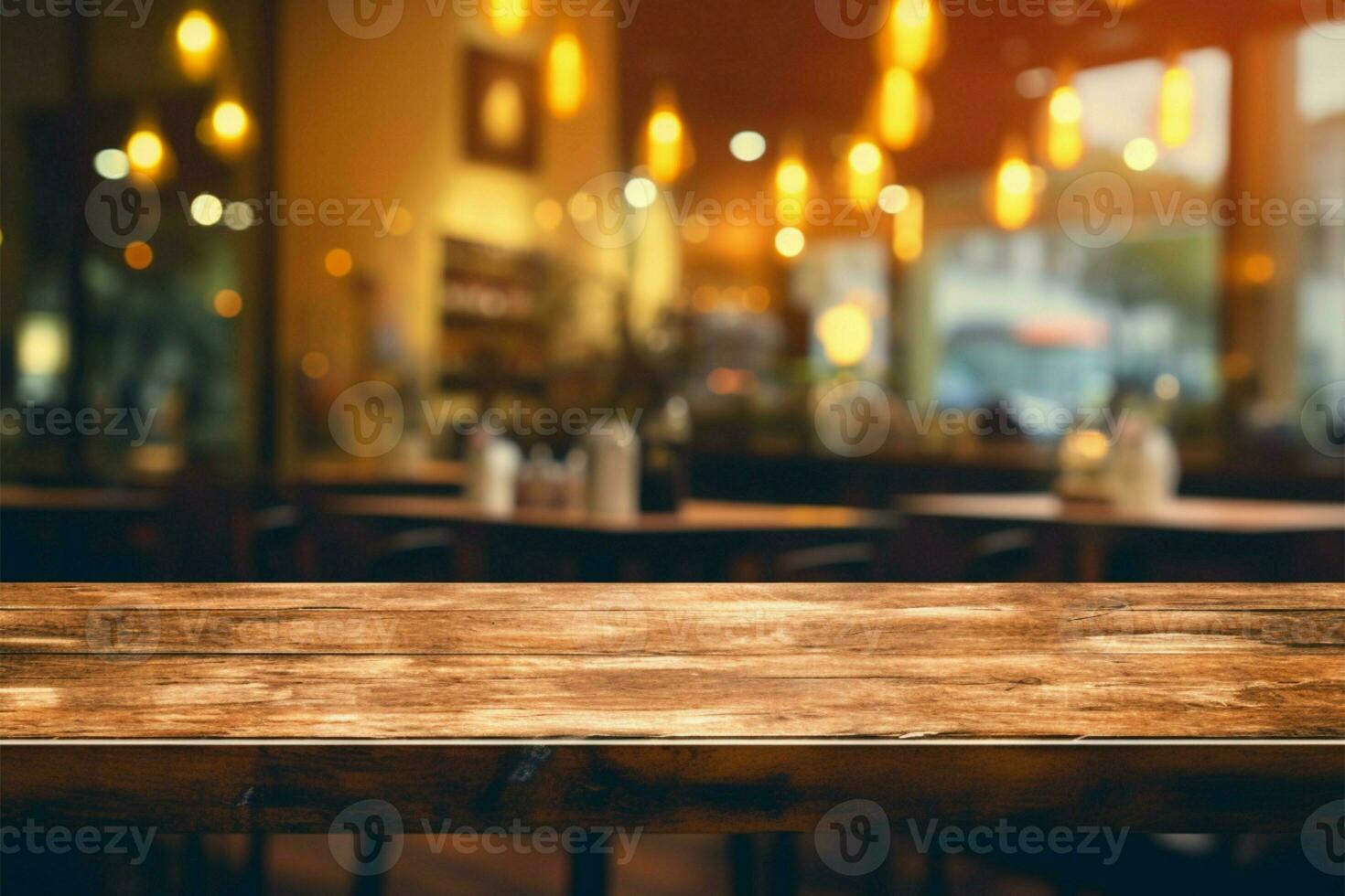 Blurred restaurant scene with enchanting bokeh lights in the backdrop AI Generated photo