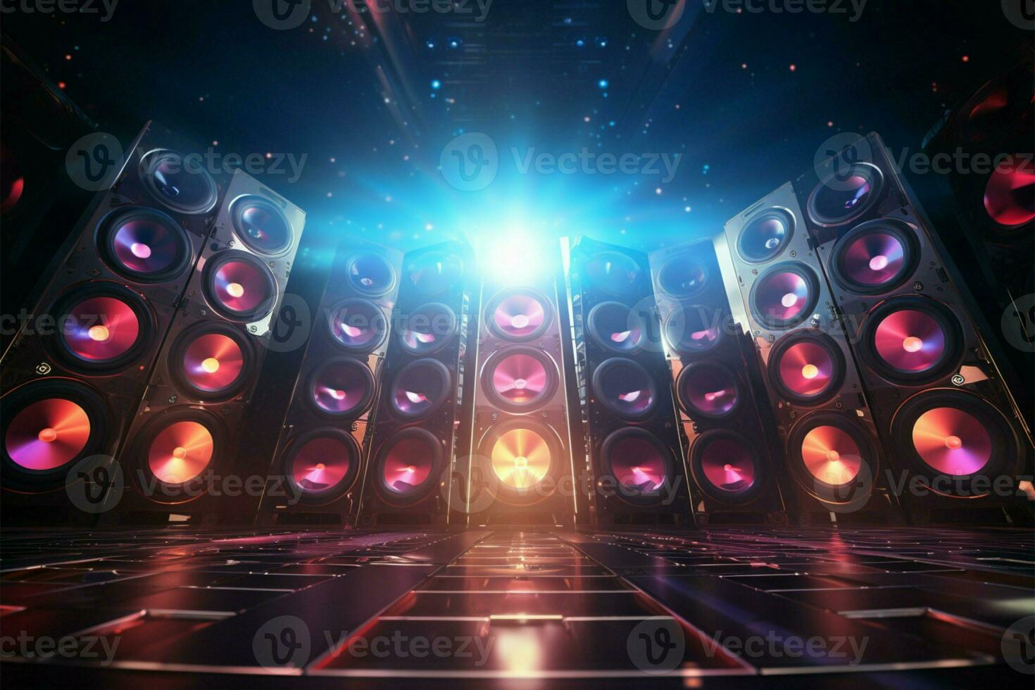 Background featuring lively disco speakers, evoking a pulsating dance floor AI Generated photo