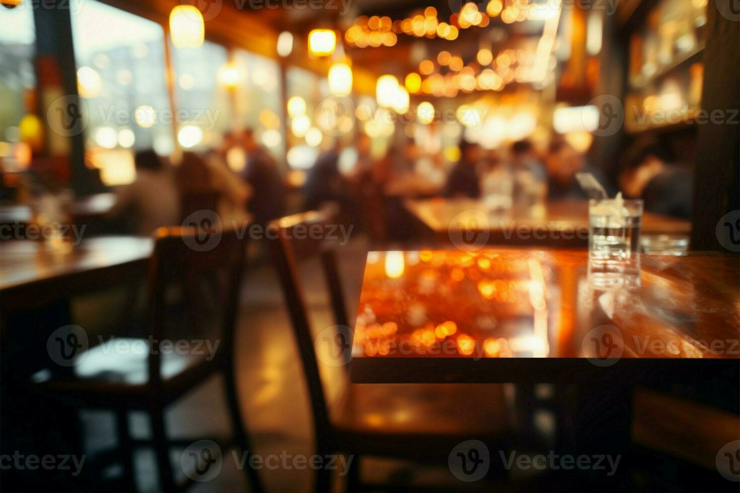 Bokeh background frames a delighted customers experience in a restaurant AI Generated photo