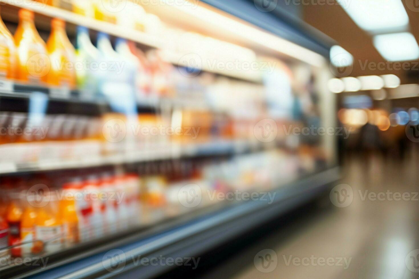 Blurry supermarket scene, evoking the hustle and bustle of shopping AI Generated photo