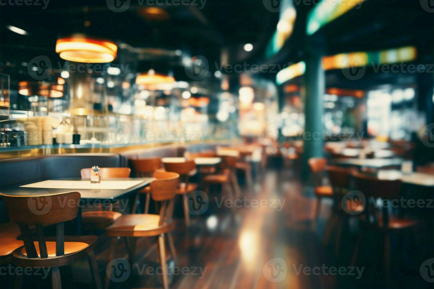 Blurred eatery and java joint, an abstract interior symphony AI Generated photo