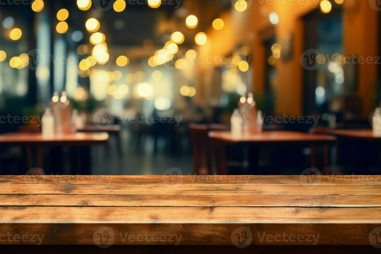 bokeh luces mejorar el restaurantes borroso fondo, ajuste un atractivo estado animico ai generado foto