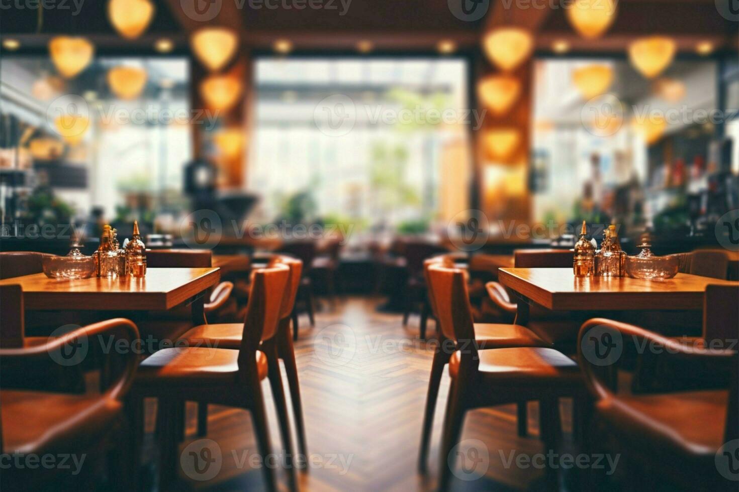 Blurred vintage cafe and restaurant interior creates an abstract ambiance AI Generated photo
