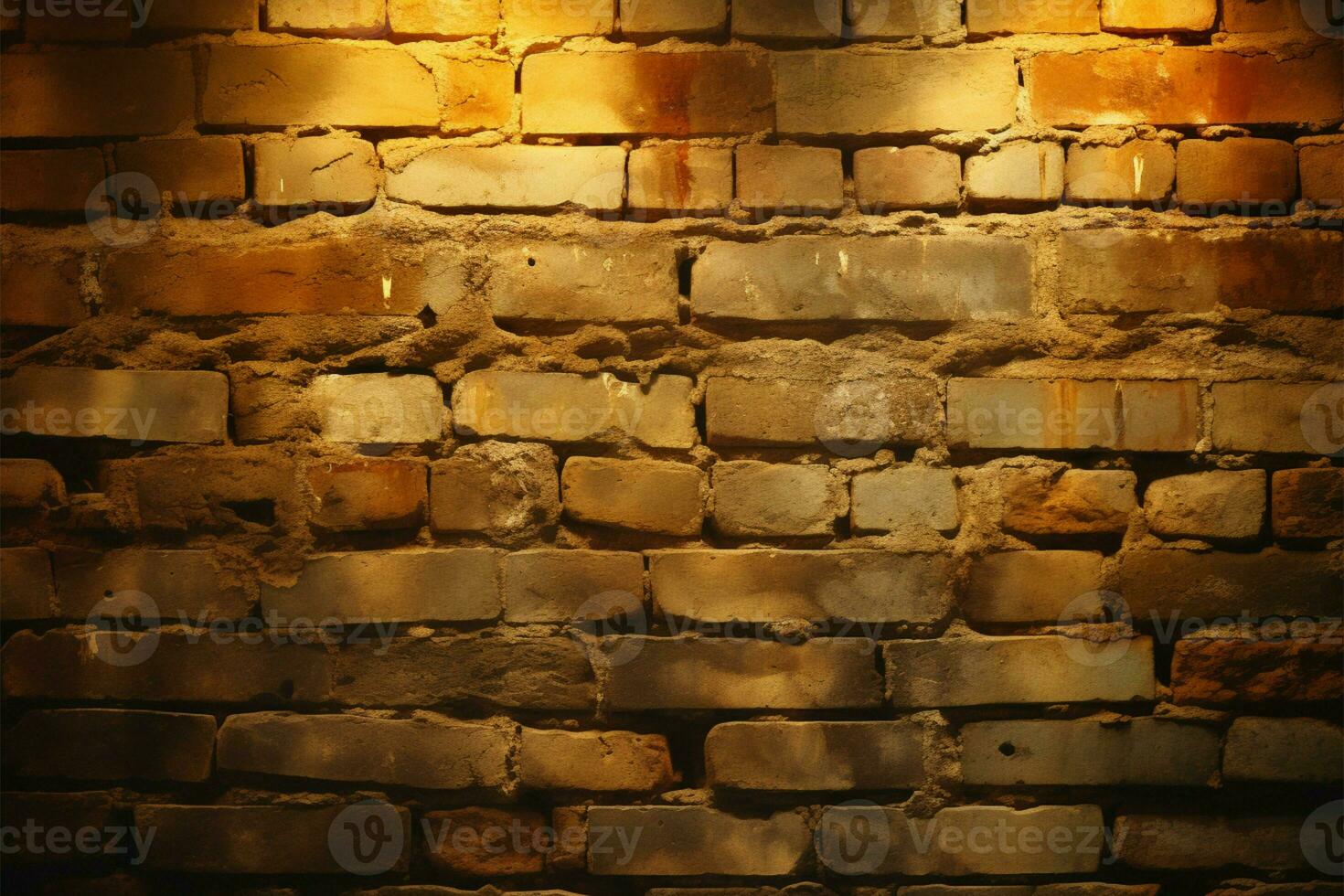 An aged brick wall with a warm, artistic light leak effect AI Generated photo