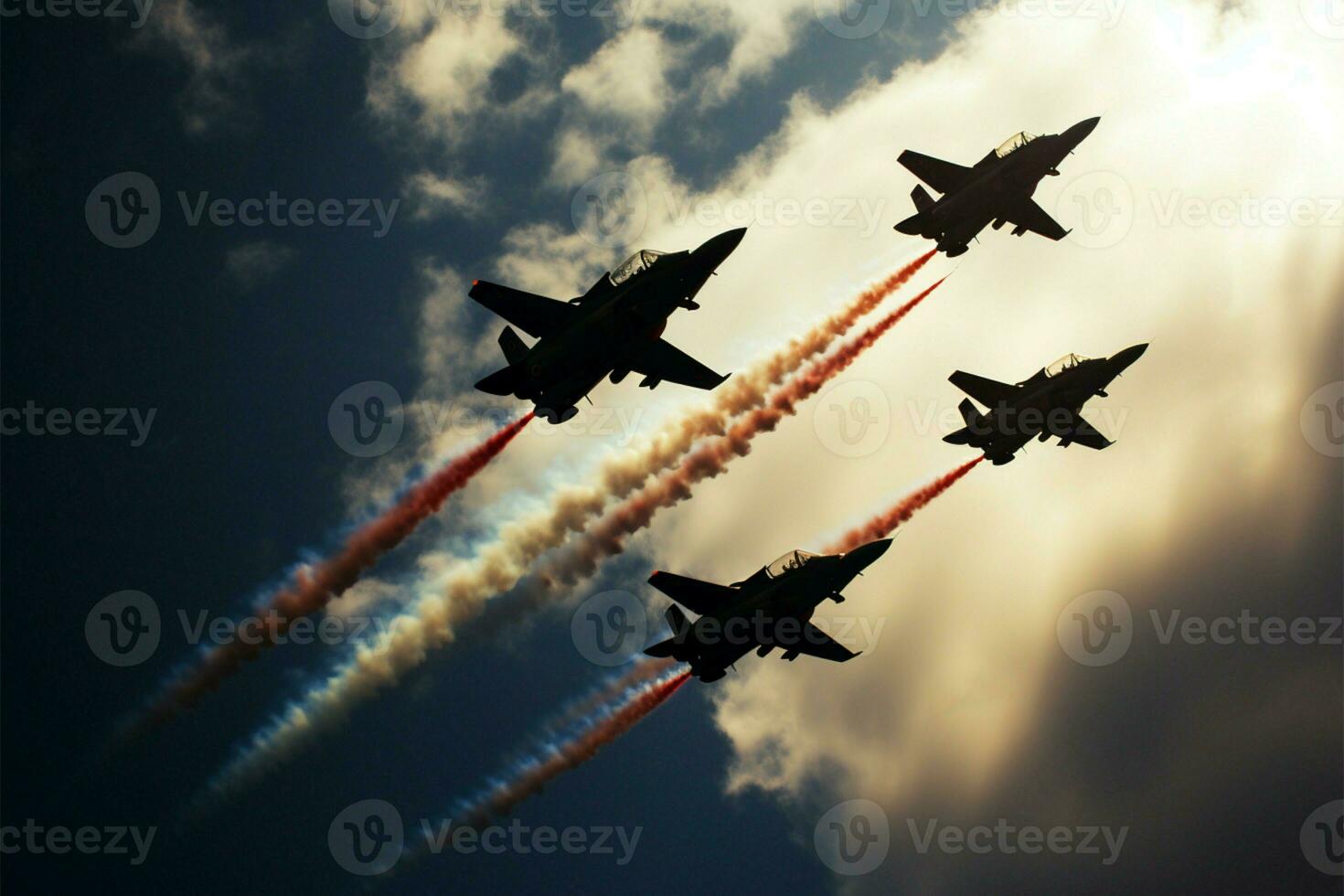Aerial exhibition accompanied by a mesmerizing air parade in the sky AI Generated photo