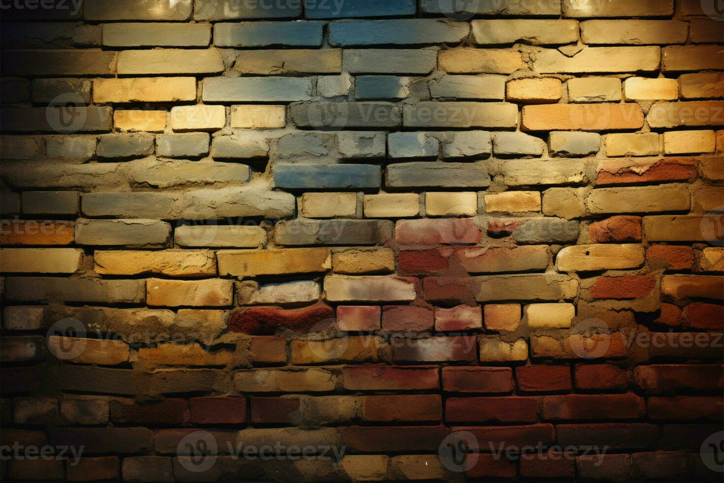 An old brick wall background featuring a whimsical light leak AI Generated photo