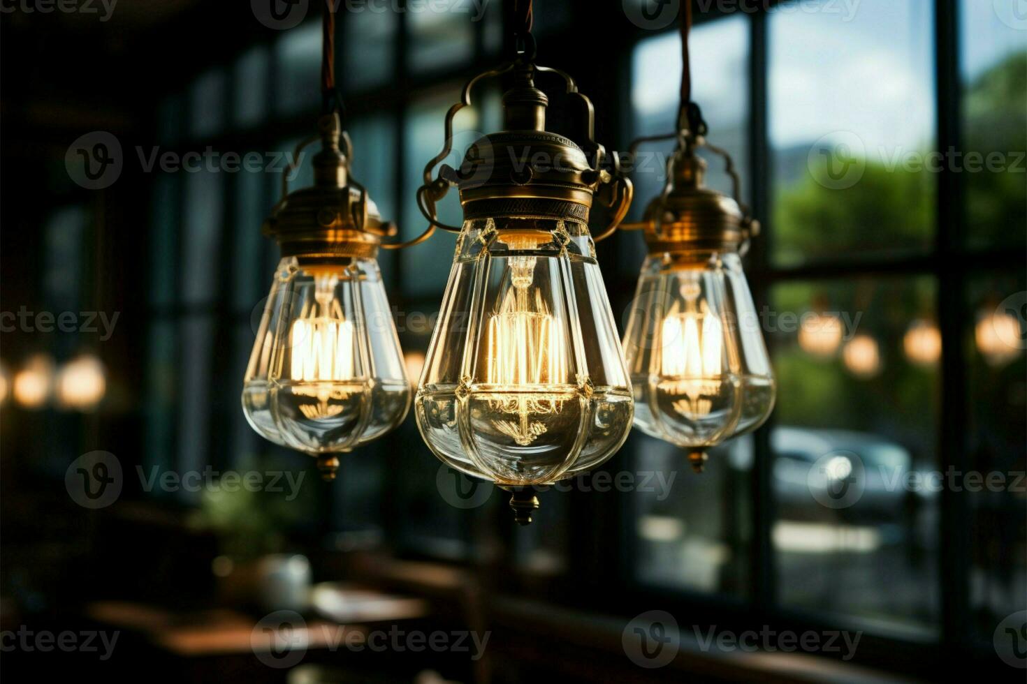 Aesthetic illumination The lamps decor enhances the rooms beauty AI Generated photo