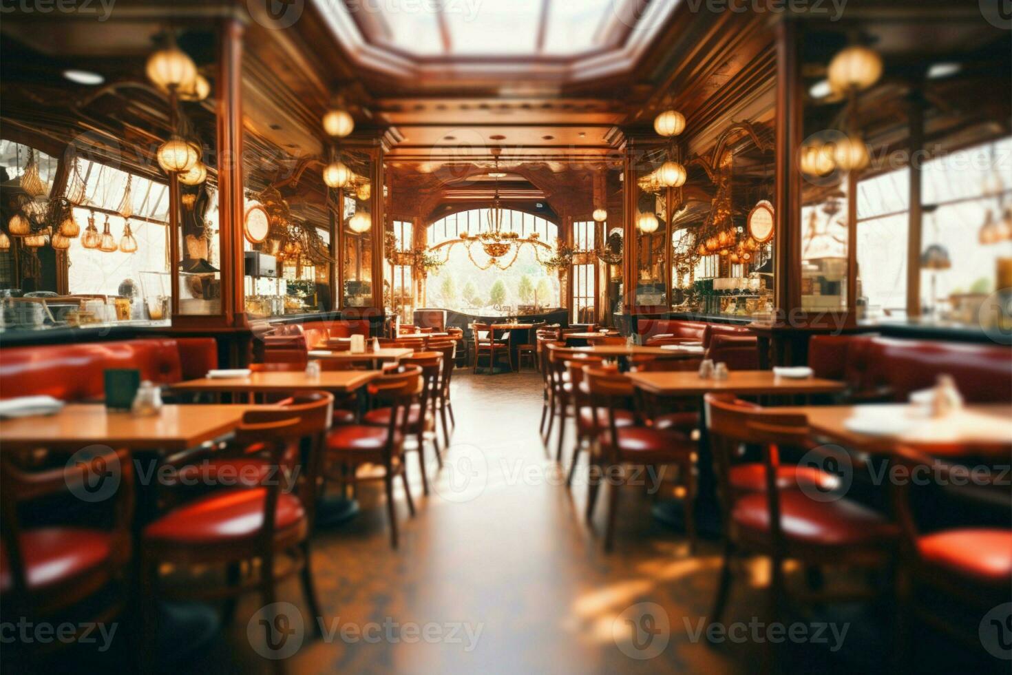 An abstract glimpse into a vintage cafe restaurant interiors unique atmosphere AI Generated photo