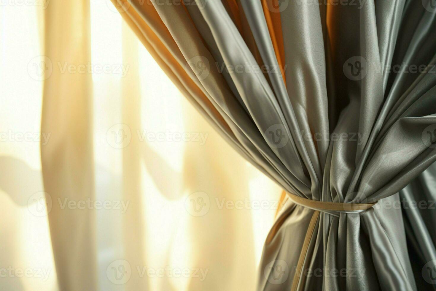 A closeup reveals the delicate interplay between curtain and sunlight AI Generated photo