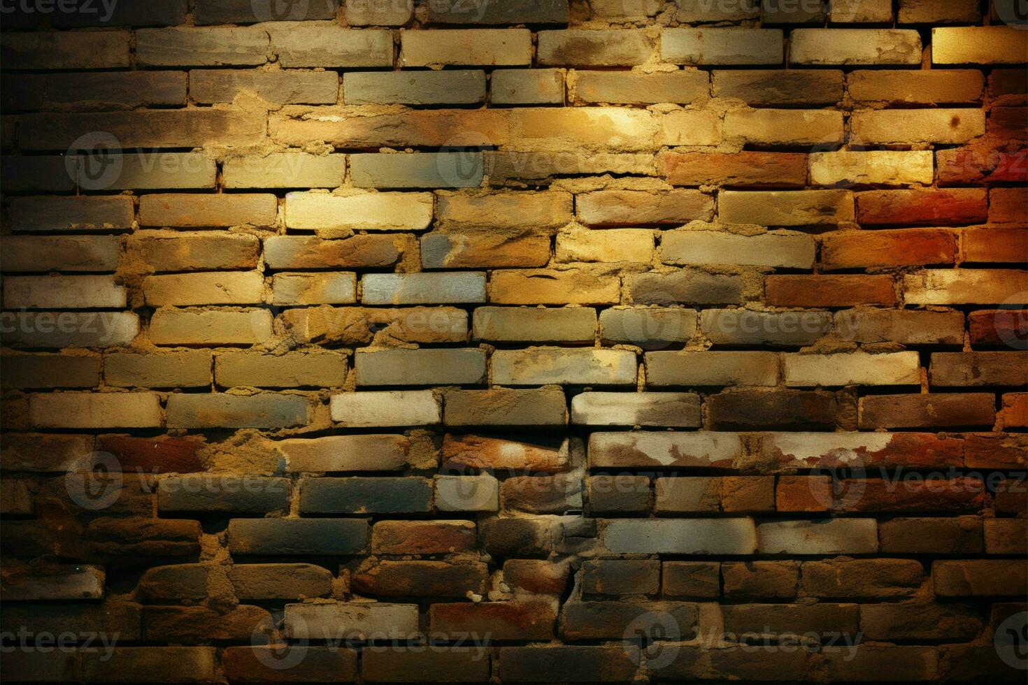 An aged brick wall with a warm, artistic light leak effect AI Generated photo