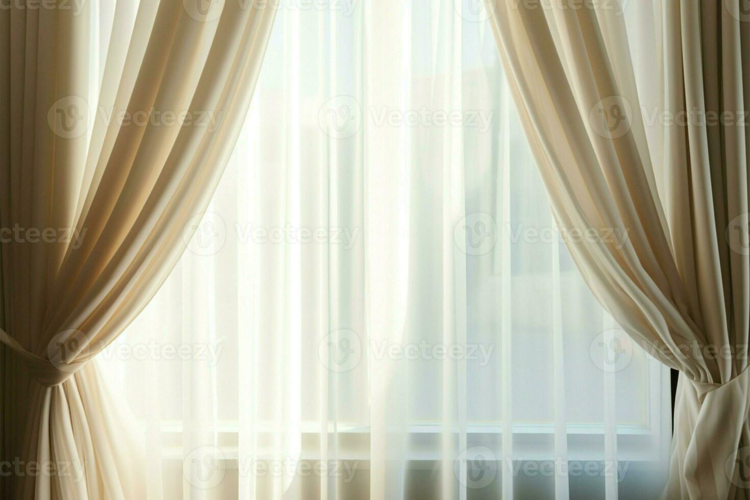 un vacío habitaciones ventana y cortina de cerca en un atractivo interior ai generado foto