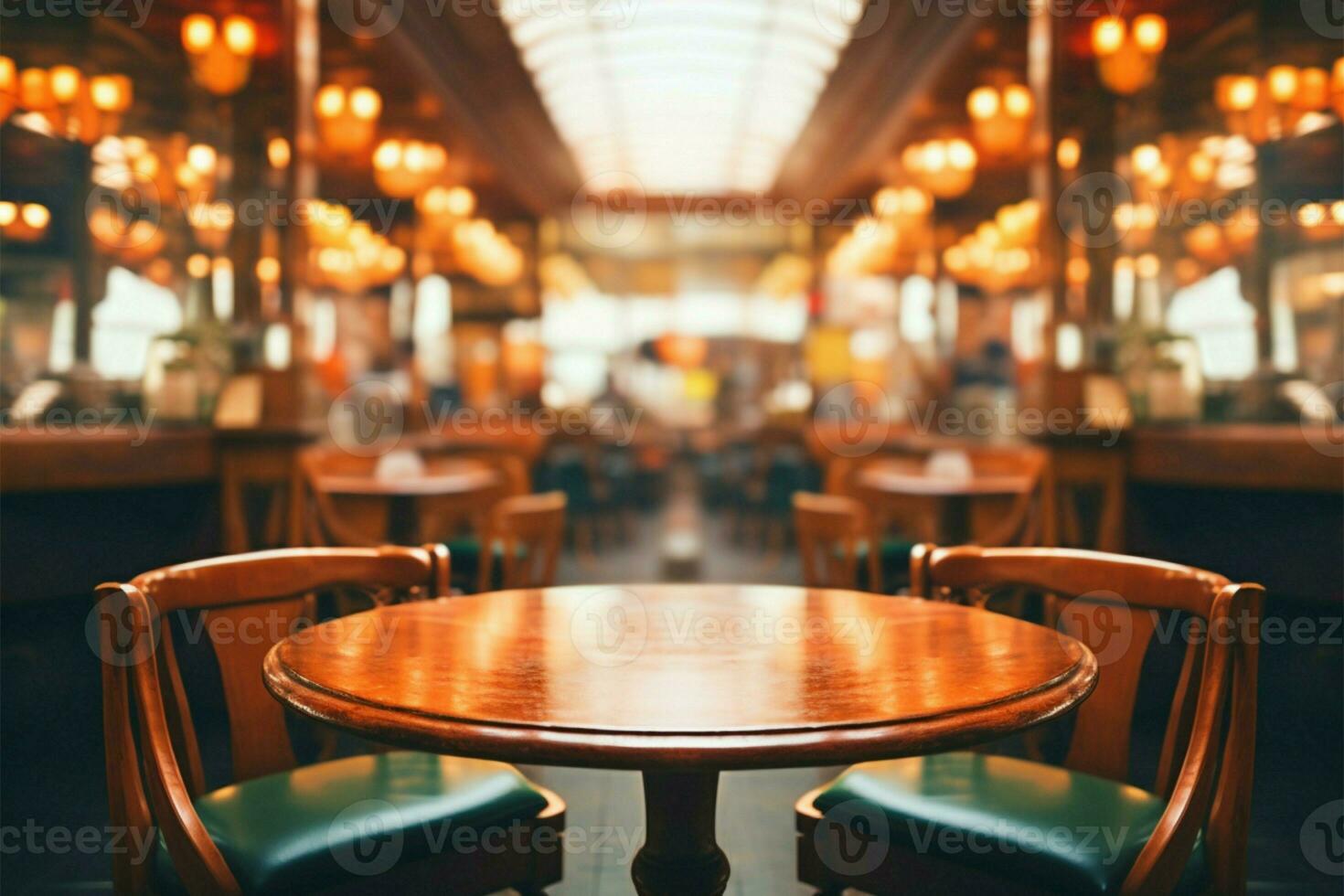 Abstract vintage charm in the blurred cafe restaurant interior backdrop AI Generated photo