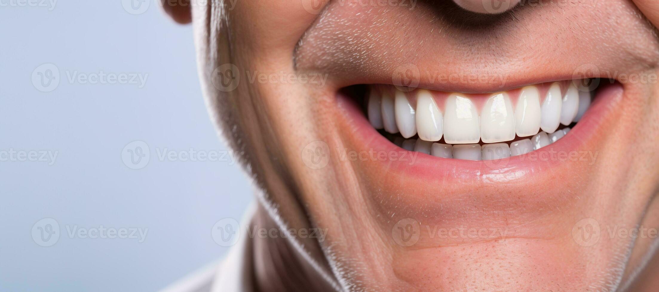 Generative AI, senior man mouth or teeth smiling, hygiene or dental cleaning cosmetic service photo
