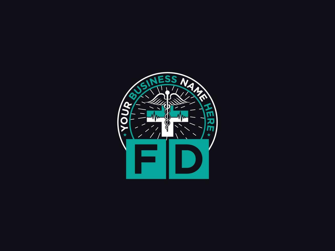 Typography Fd Logo Symbol, Letter FD Medical Doctors Logo For Your Floral Shop vector