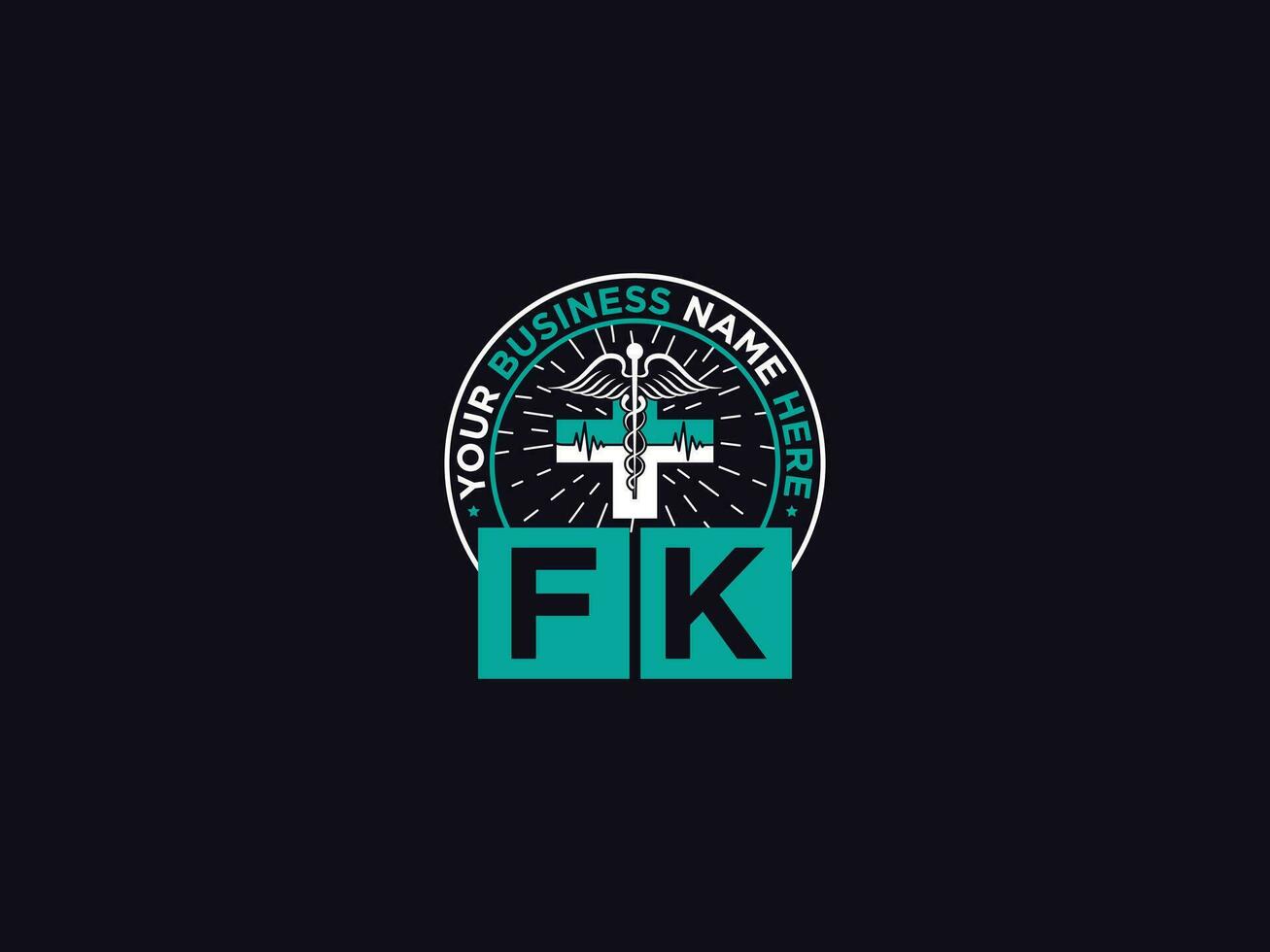 Typography Fk Logo Symbol, Letter FK Medical Doctors Logo For Your Floral Shop vector