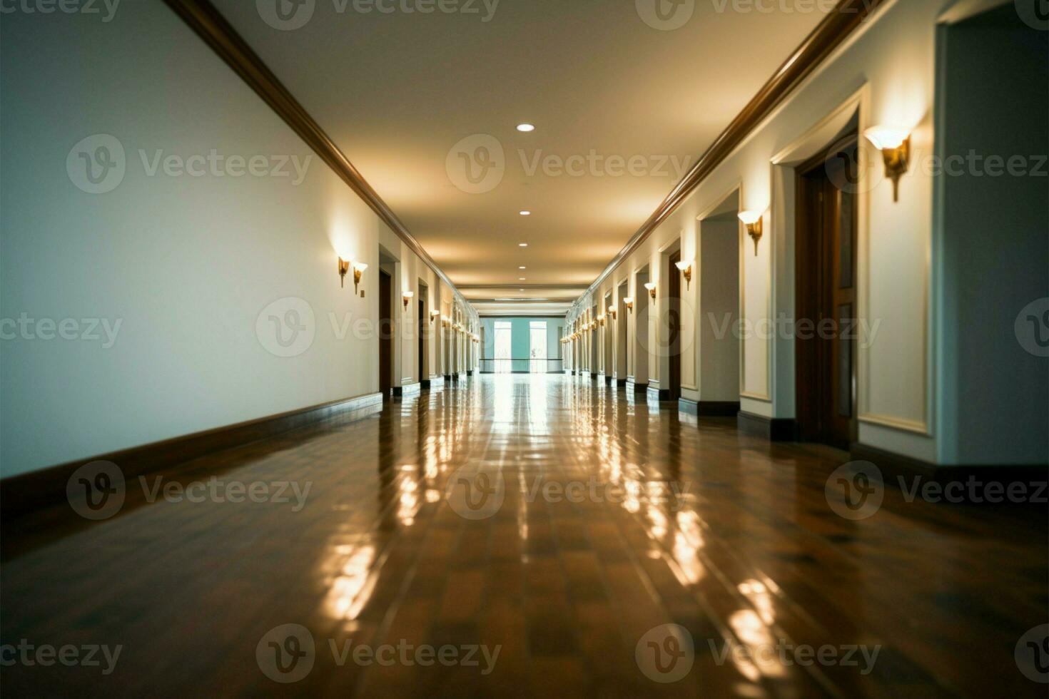 A well appointed hotel corridor with a blend of luxury and comfort AI Generated photo