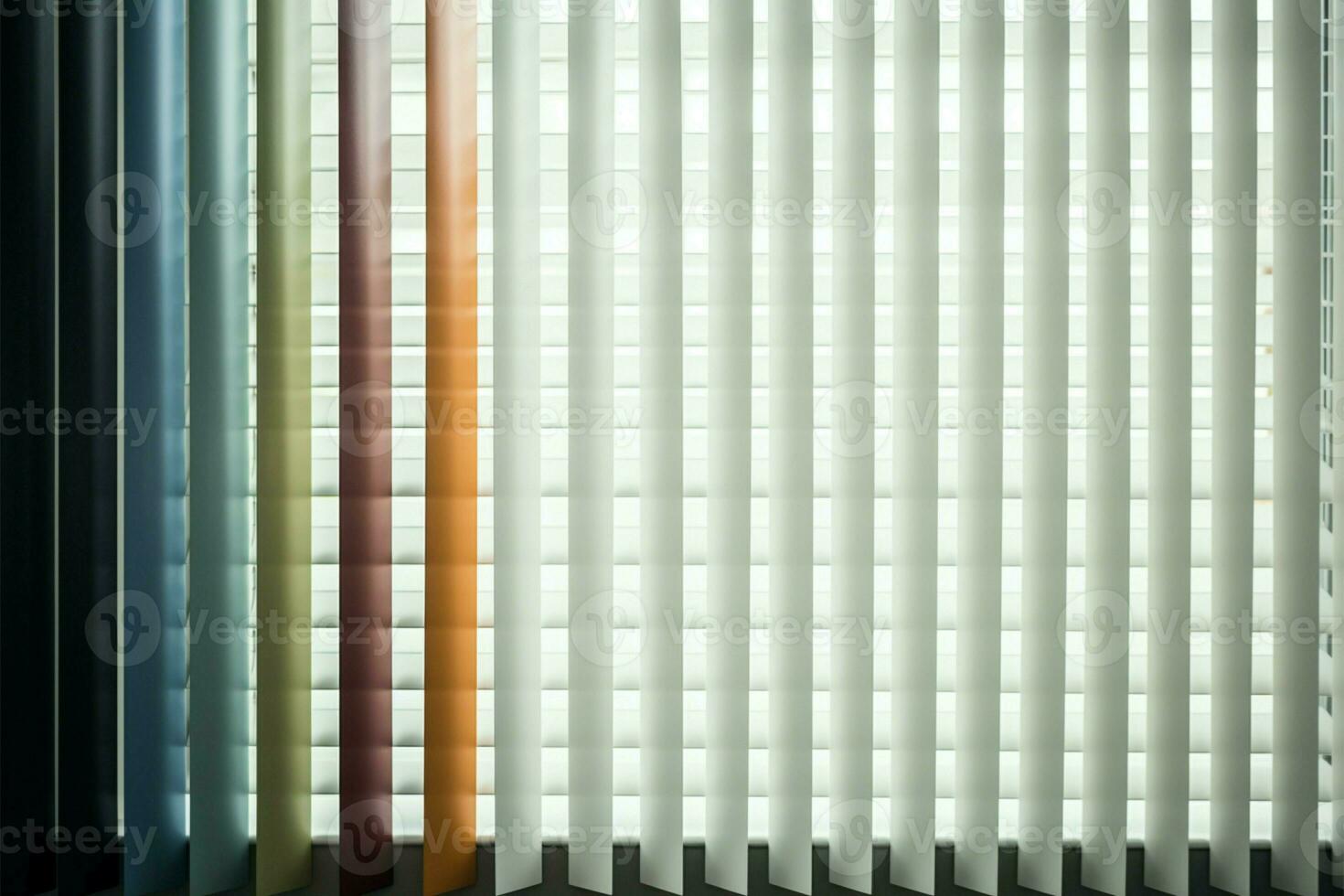 A rooms refined aesthetic showcased by close up vertical blinds AI Generated photo