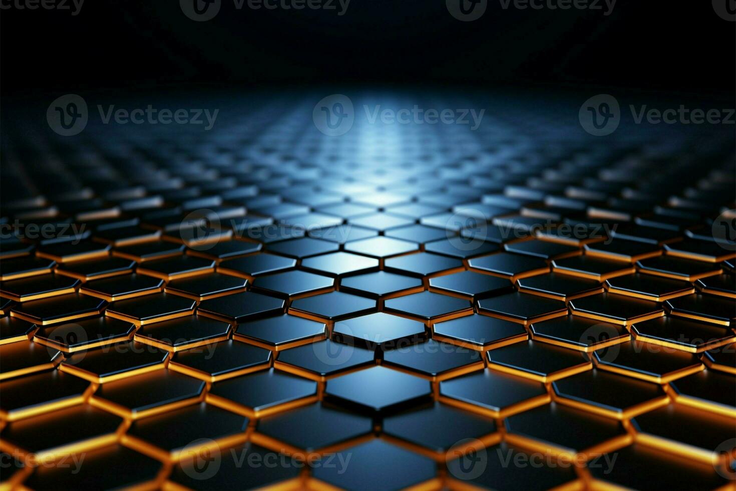3D rendered hexagonal honeycomb, an abstract background with depth and dimension AI Generated photo