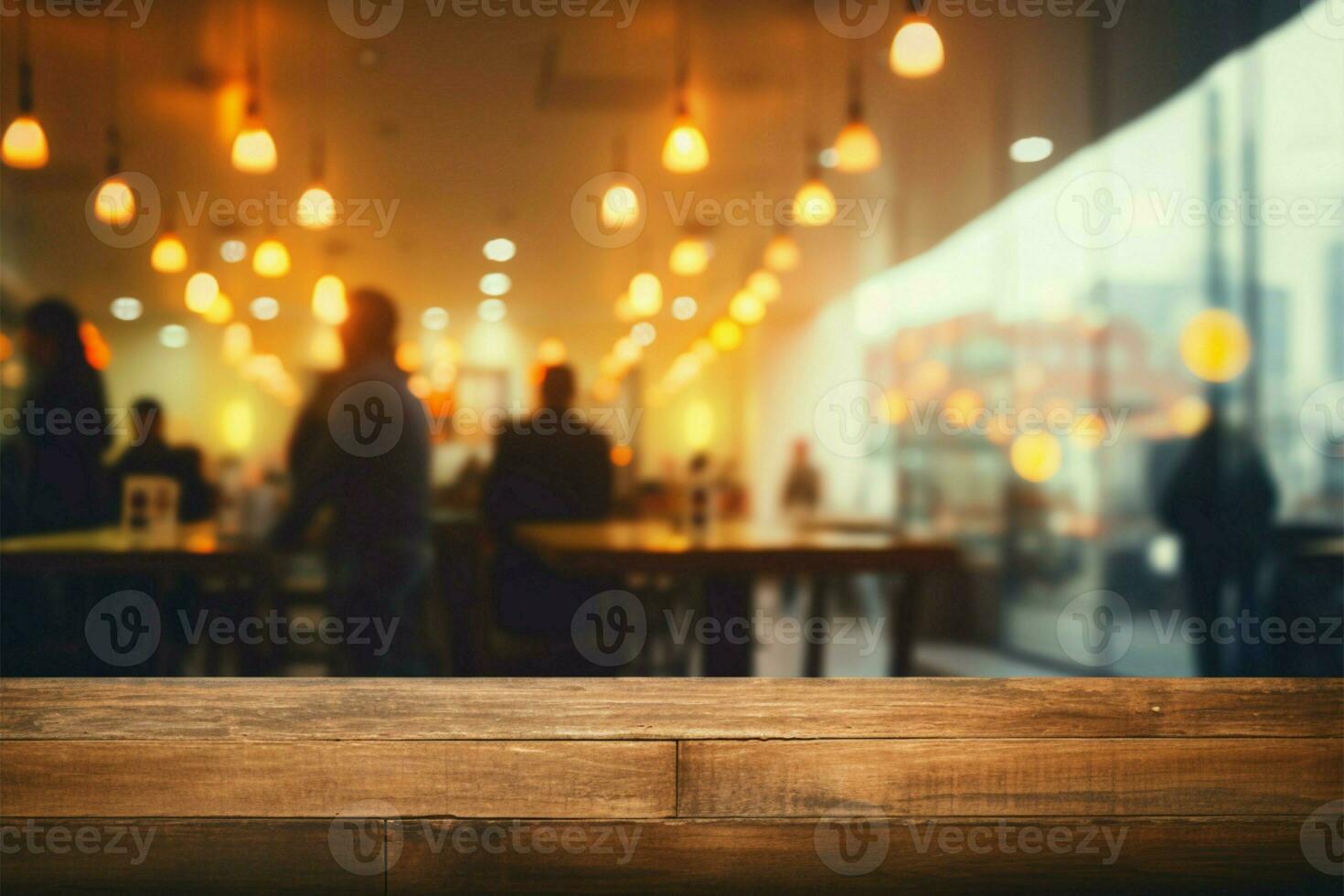 Vintage filtered blur of people in a restaurant, with enchanting bokeh AI Generated photo