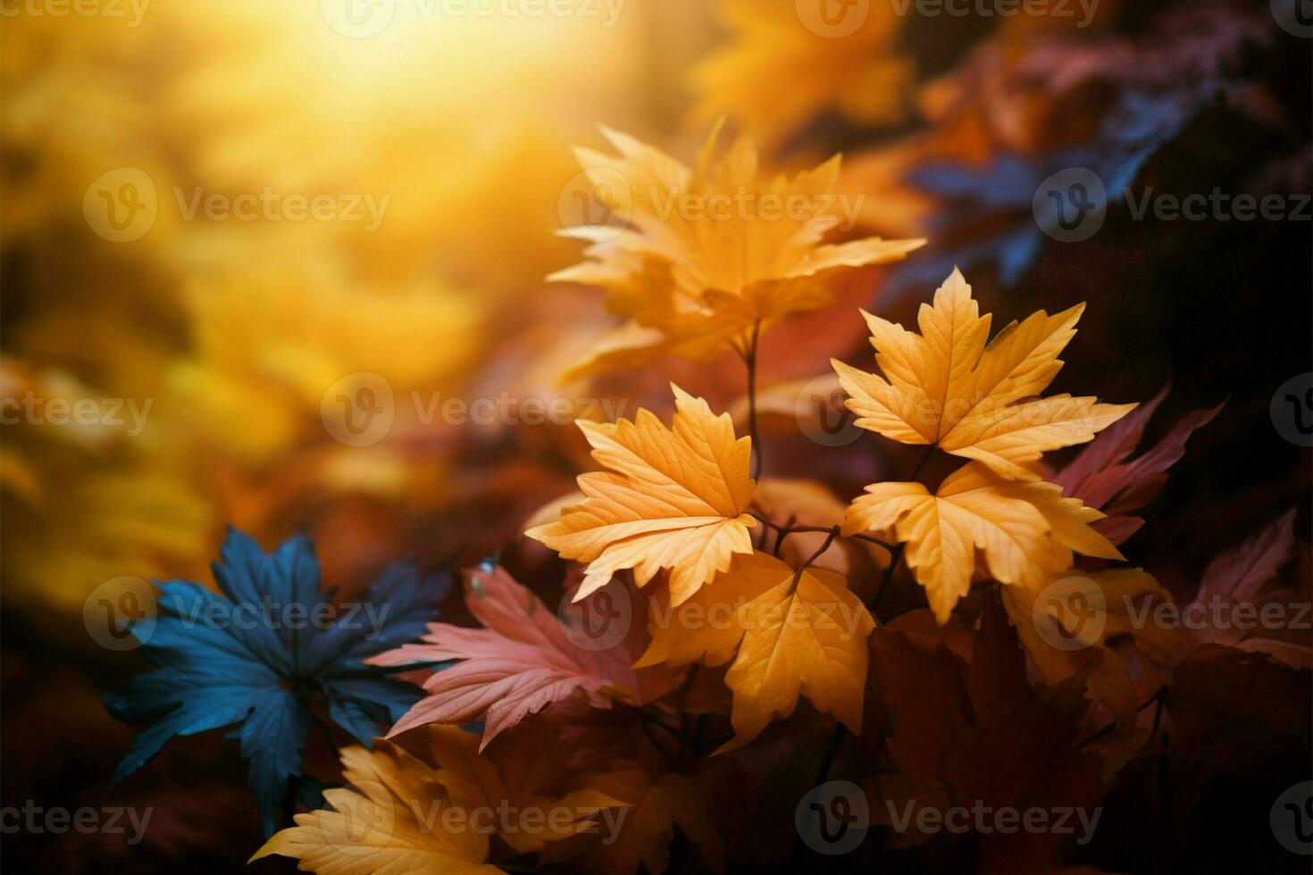 The background adorned with the vibrant beauty of fall foliage AI Generated photo
