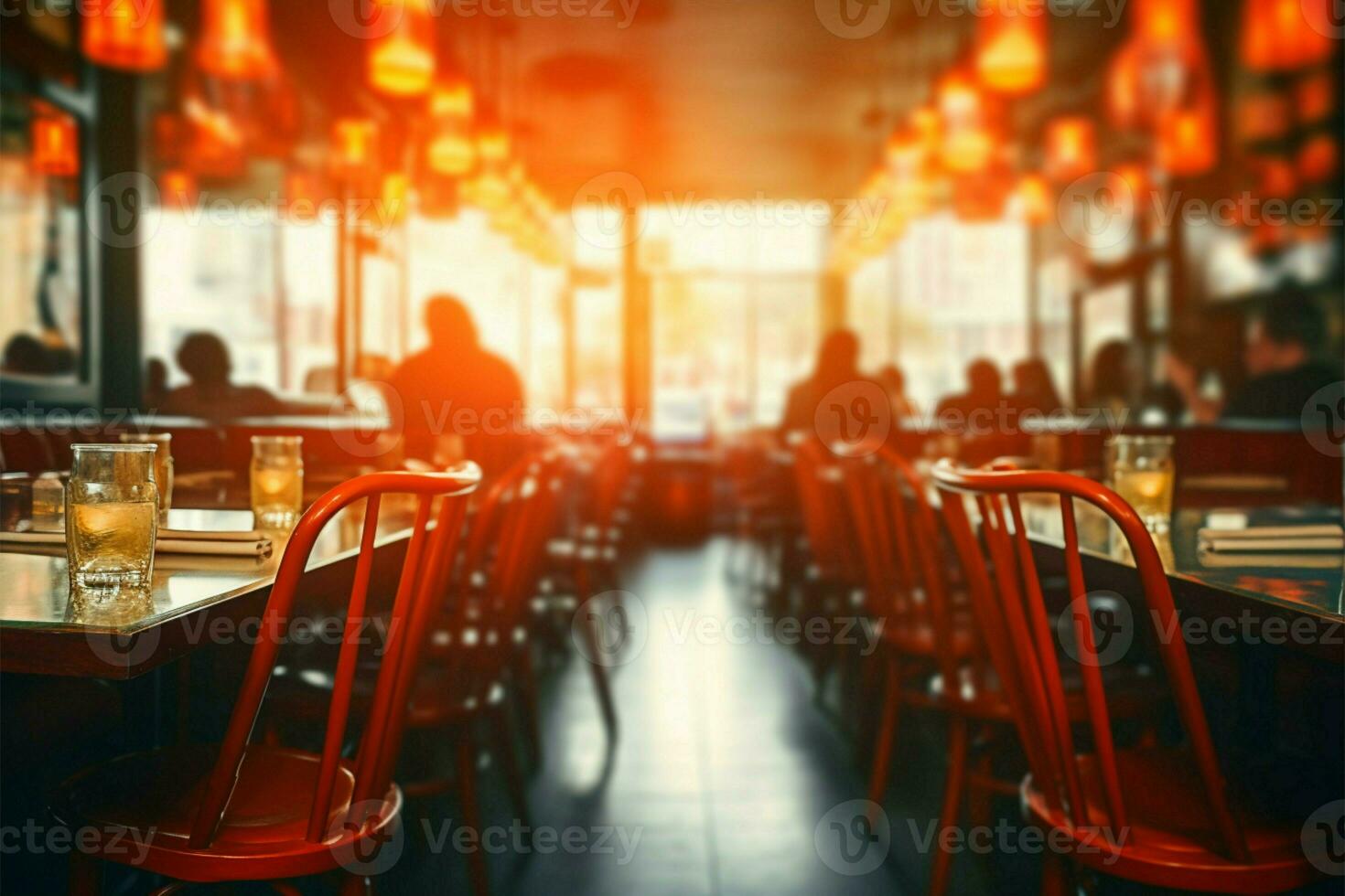 Vintage cafe restaurant interior artfully blurred for a captivating abstract background AI Generated photo