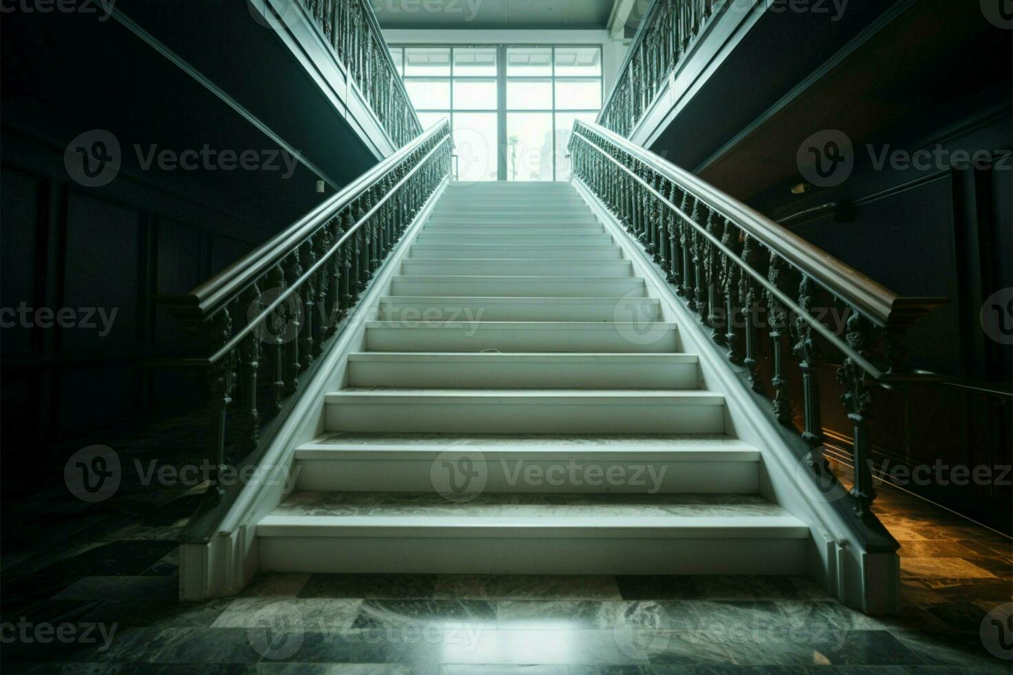 The uncluttered charm of a vacant, aesthetically pleasing stairwell AI Generated photo