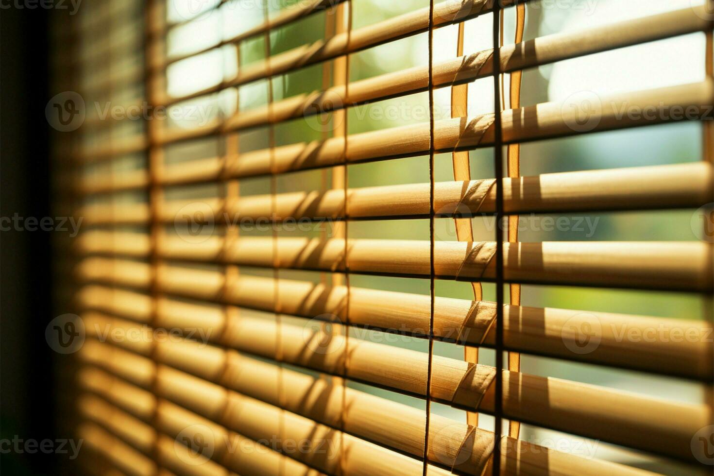 Soft focus highlights the allure of bamboo, venetian, and chick blinds AI Generated photo