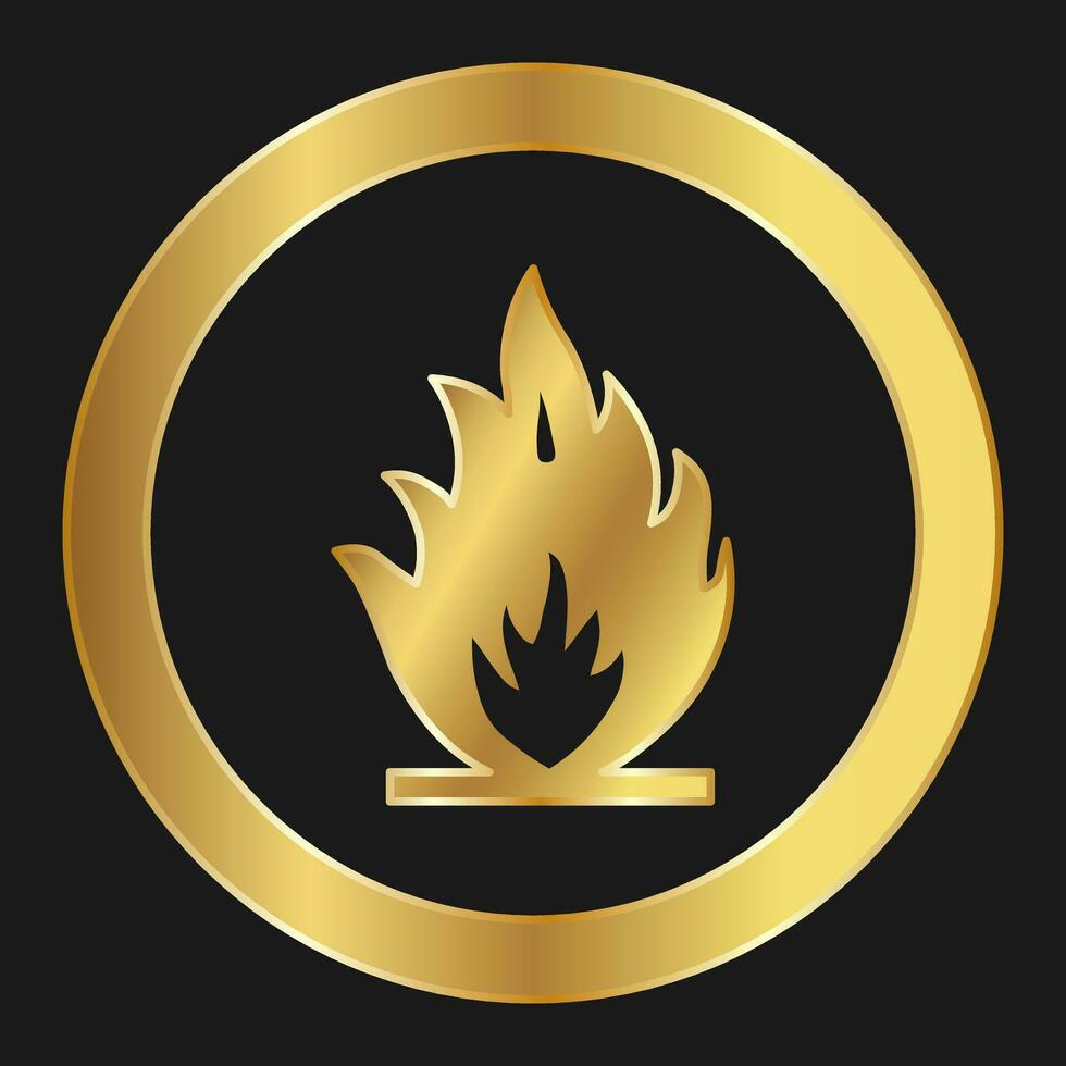 Keep away from fire Simple gold icon on product packaging and box vector