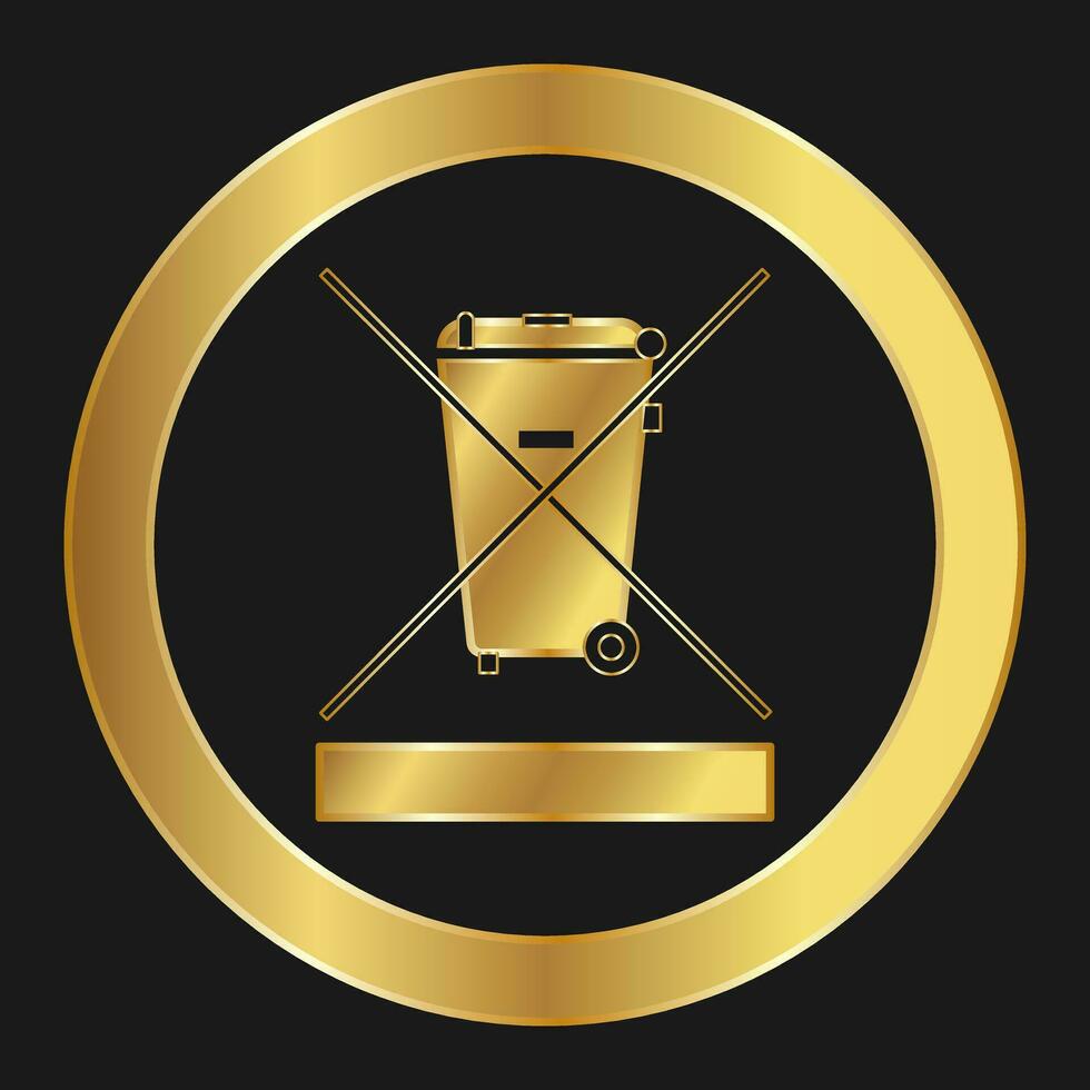 Caution Special disposal required Simple gold icon on product packaging and box vector