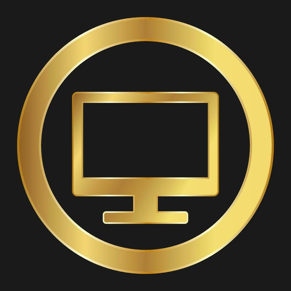 Shopping terminal or computer monitor simple gold icon for apps and websites vector