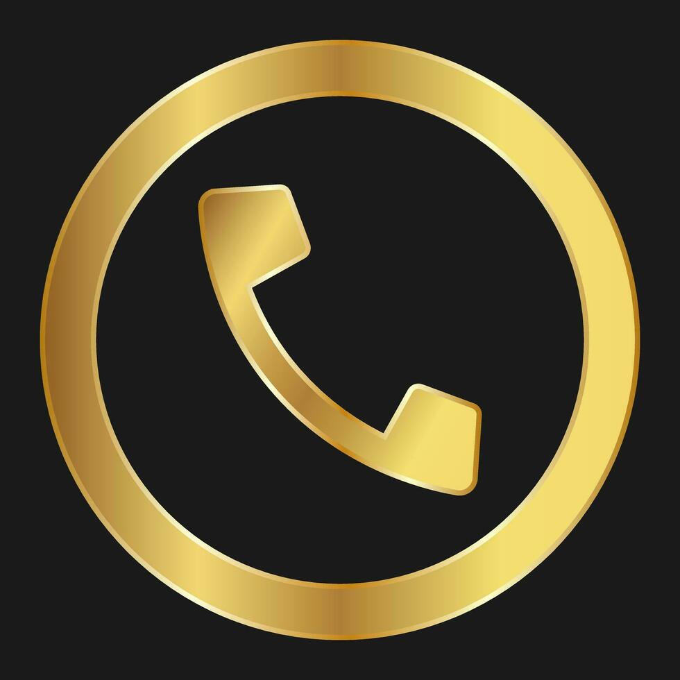 Shopping handset phone or telephone number, or helpdesk simple gold icon for apps and websites vector