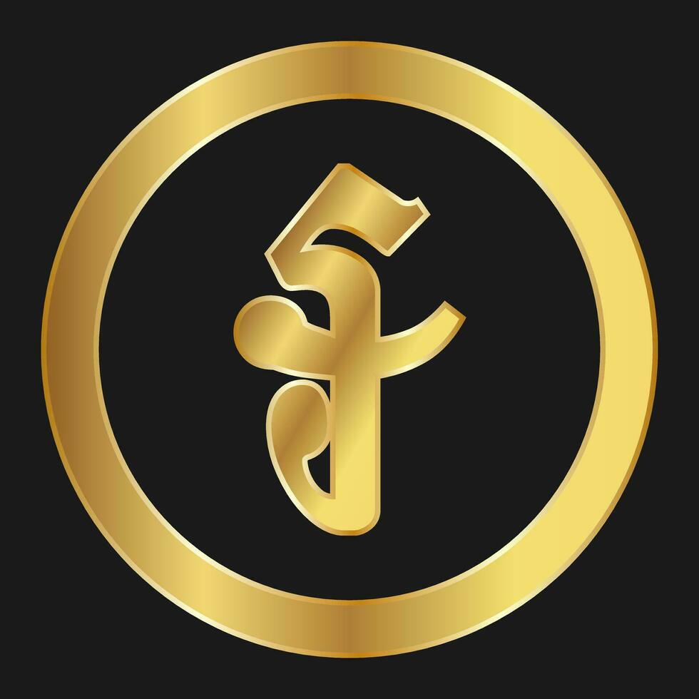 Gold icon of Riel Concept of internet web currency vector