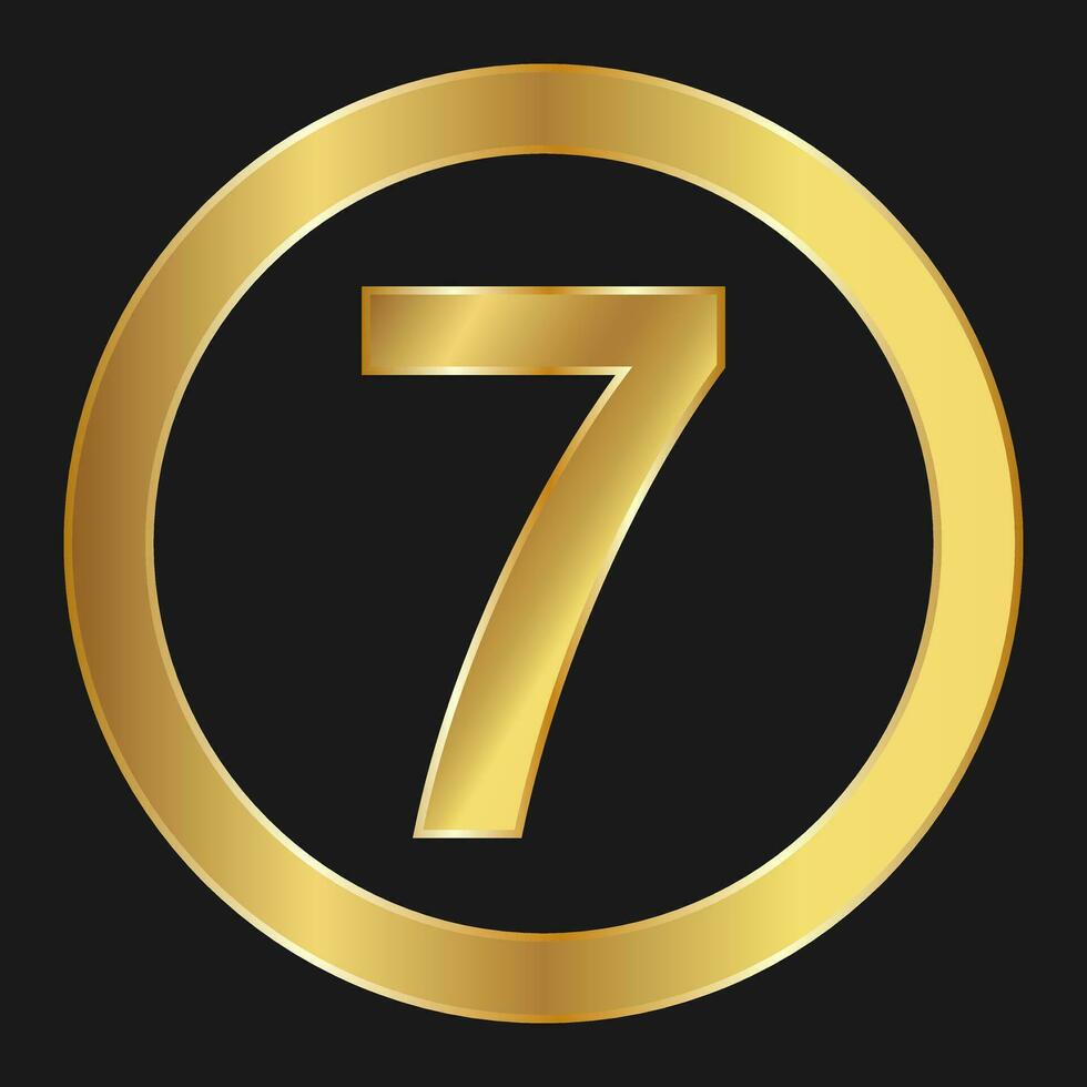 Gold icon with number seven Concept of internet icon vector