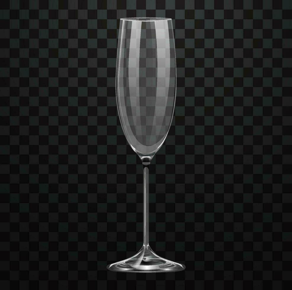 Realistic empty champagne glass vector