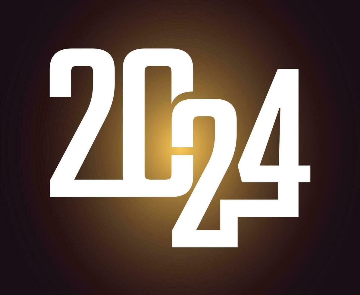 2024 New Year Holiday Design White Abstract Vector Logo Symbol Illustration With Brown Background