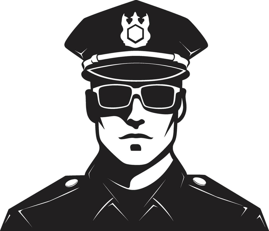 Enforcing the Law in Pixels Police Officer Vector Designs The Thin Blue Line in Vector Police Officer Portraits