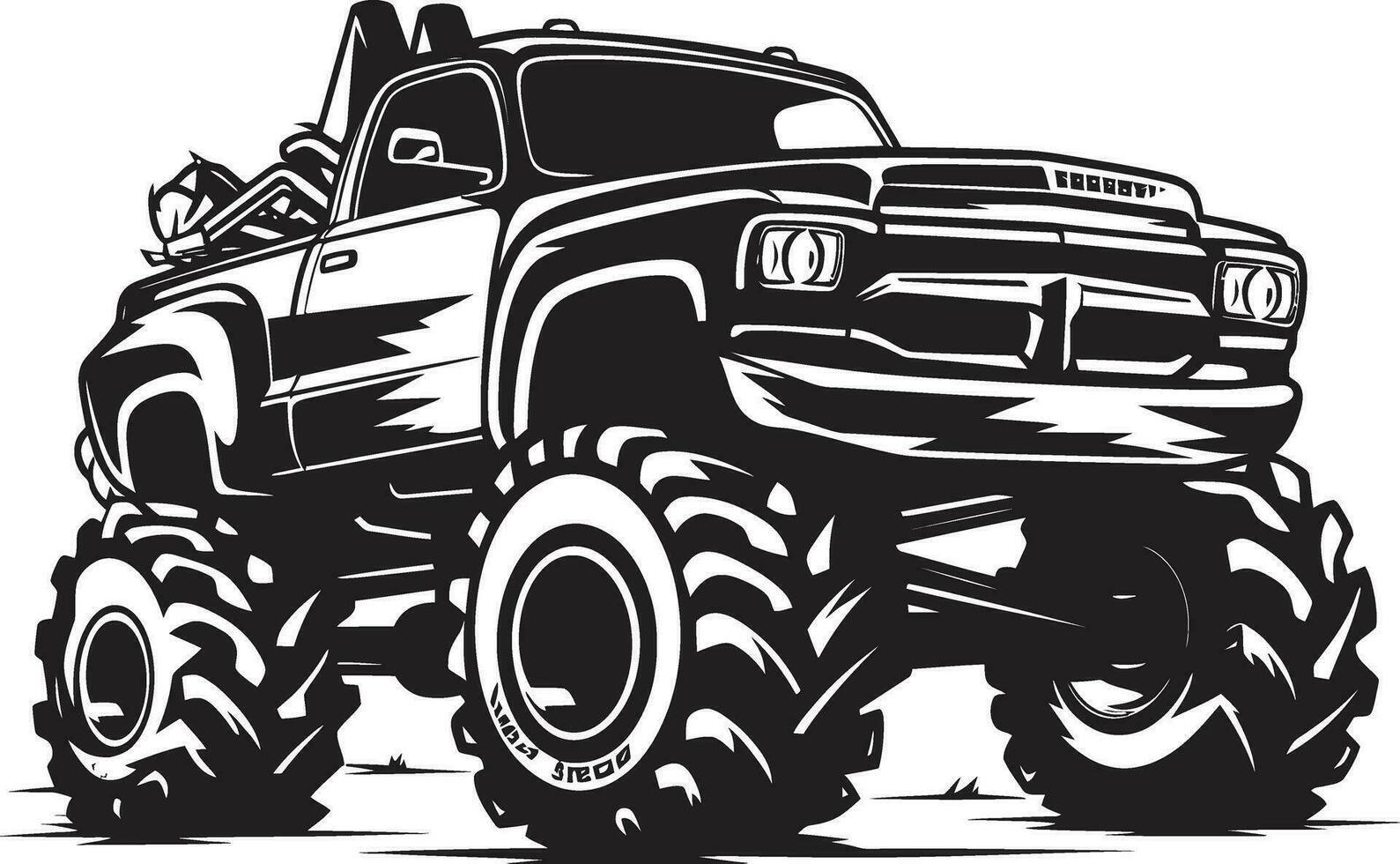 Big Wheels Bigger Dreams Vector Art Off Road Adventure in Illustration