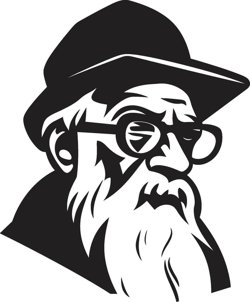 Classic Grandfather Portrait Retro Old Man in Spectacles vector