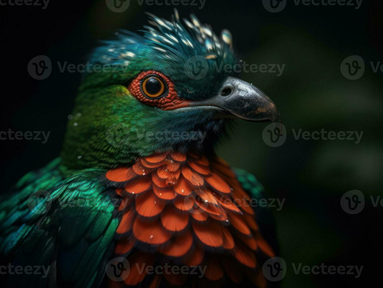 quetzal pájaro retrato ai generado foto