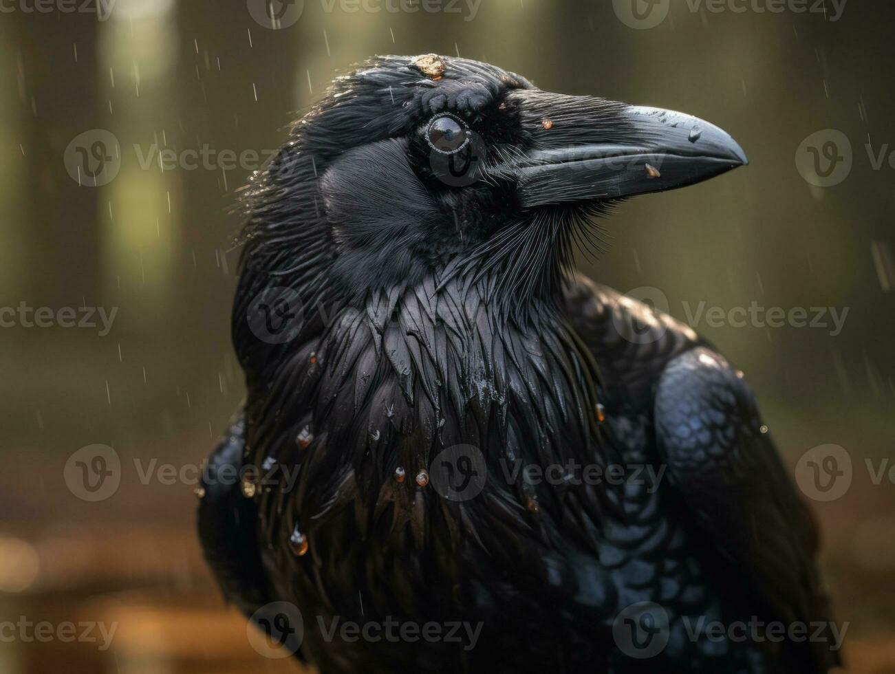 Raven bird portrait AI Generated photo