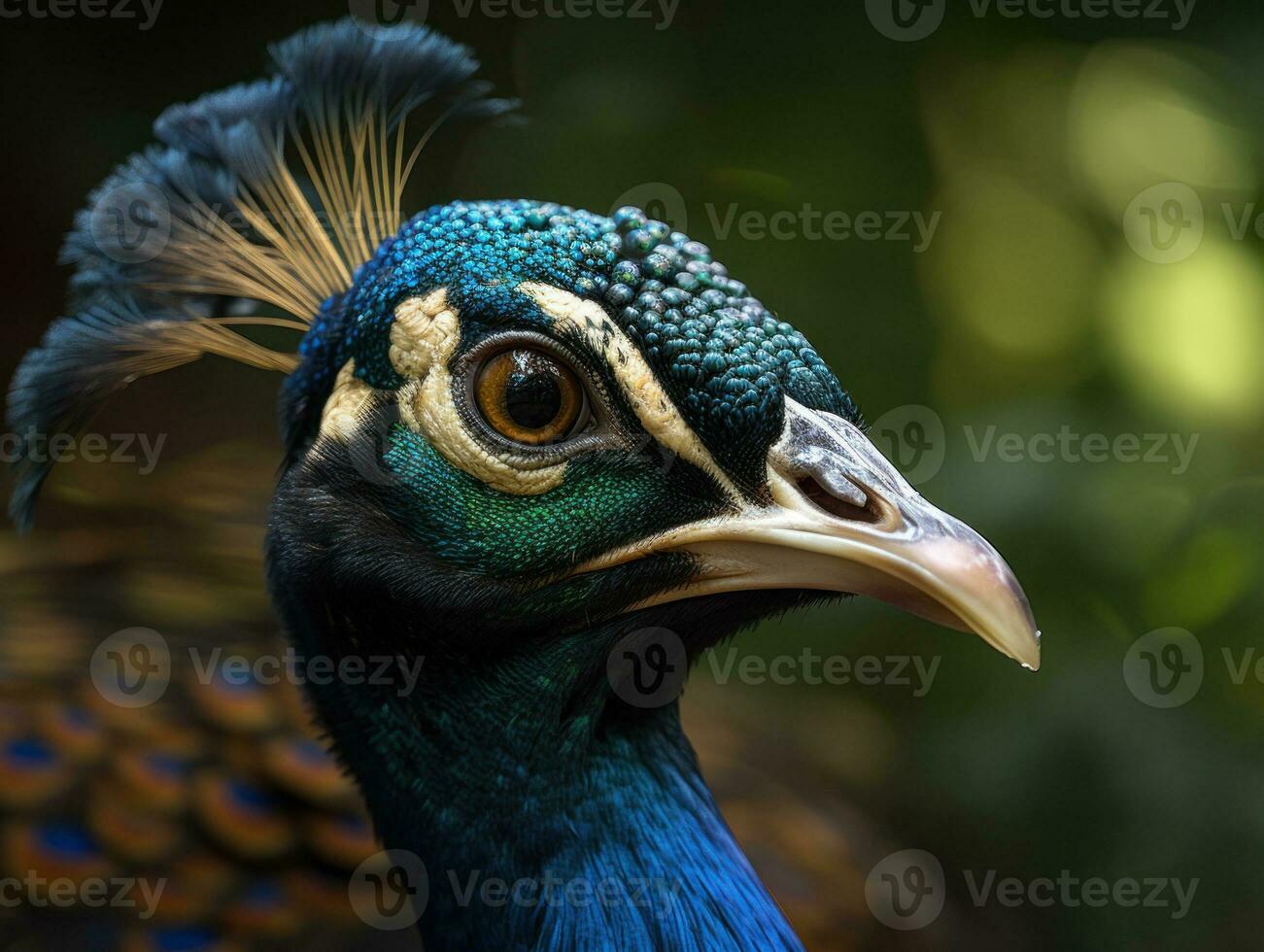 pavo real pájaro retrato ai generado foto