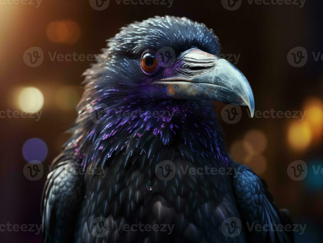 Raven bird portrait AI Generated photo